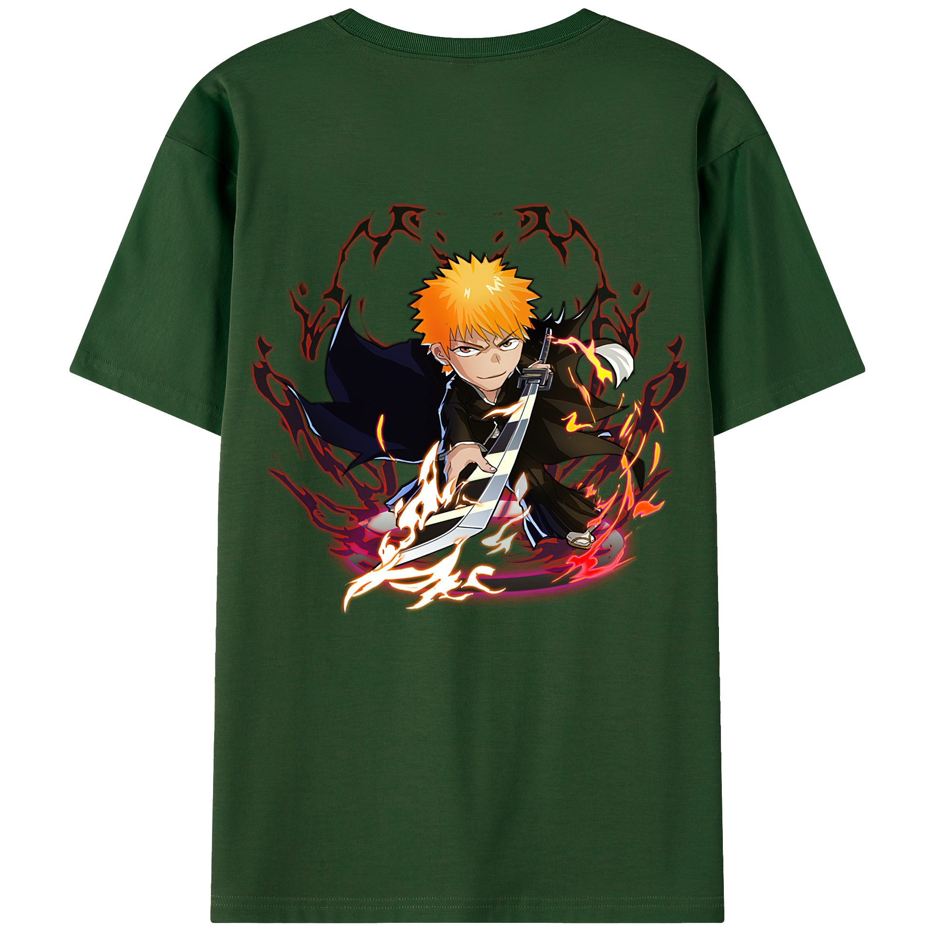 （画像用） ブリーチ 黒崎一護（くろさき いちご）BLEACH Kurosaki Ichigo 綿100％半袖Tシャツ（背面プリント）
